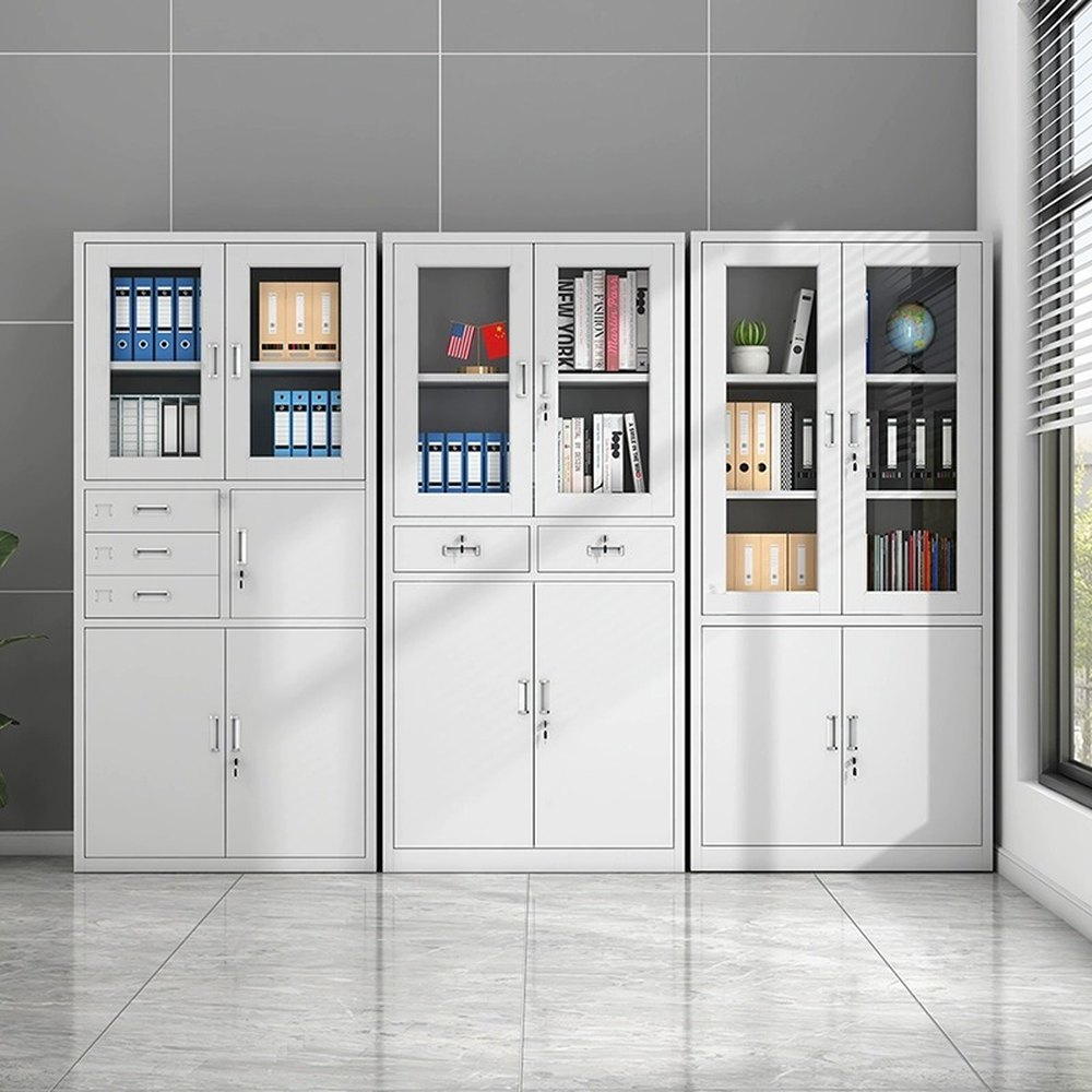 Locking Steel Office File Cabinet with Bookcase Sh